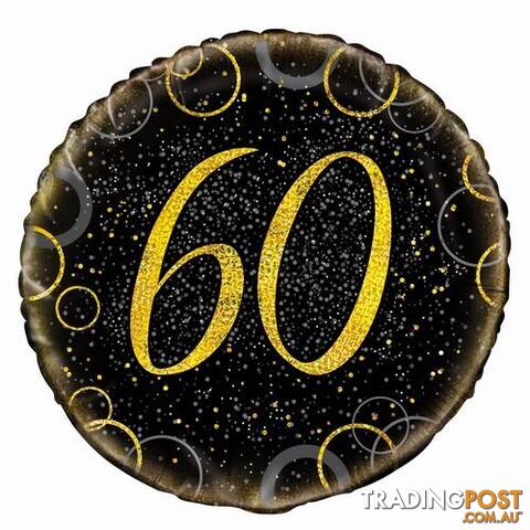 Glitz Gold 60th Birthday 45cm (18) Foil Balloon Packaged - 011179558377