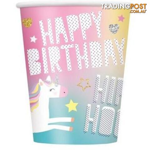 Unicorn Party 8 x 270ml (9oz) Paper Cups - 011179724963