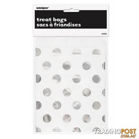 Foil Dots Silver 8 Treat Bags 183cm H x 133cm W 72 x 52 - 011179628803