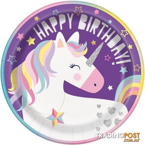 Unicorn Party 8 x 23cm (9) Paper Plates - 011179724956