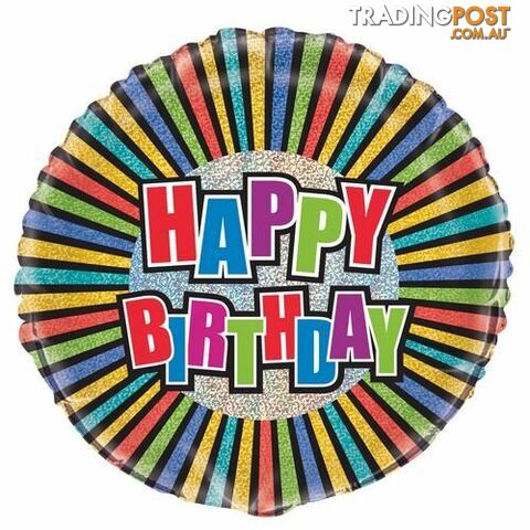 Birthday Colours 45cm (18) Foil Prismatic Balloons Packaged - 011179555116