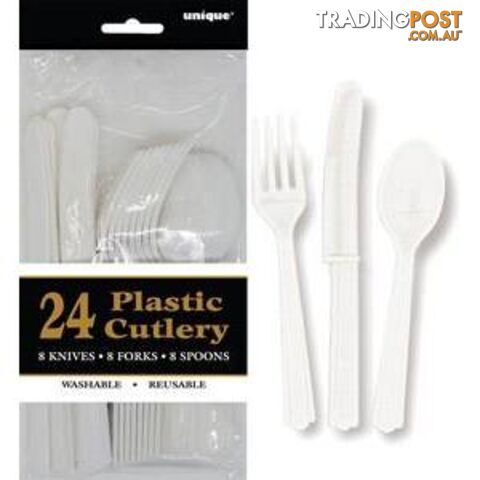 Bright White 24 Assorted Cutlery - 011179031146