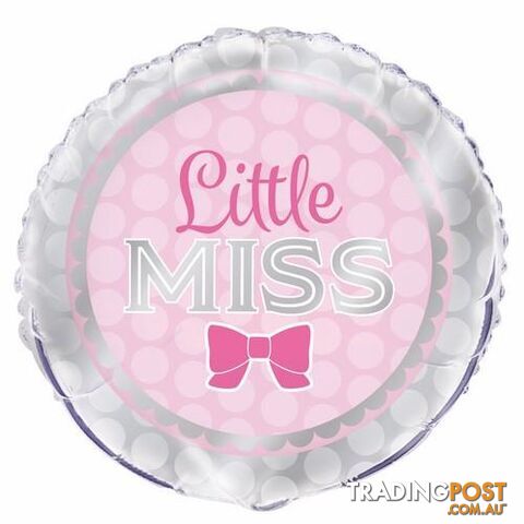 Little Miss Pink Girl Bow 45cm (18) Foil Balloon Packaged - 011179539727