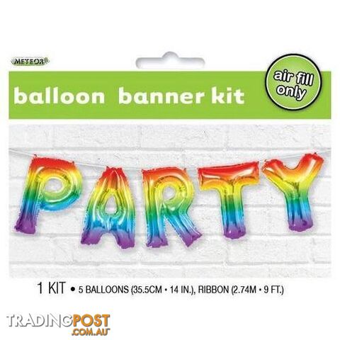 Party Rainbow 35.5cm (14) Foil Letter Balloon Kit - 9311965754626
