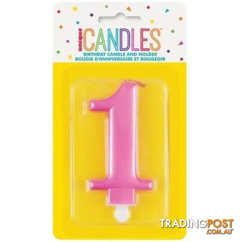 Numeral Candle 1 - Metallic Pink - 011179196012