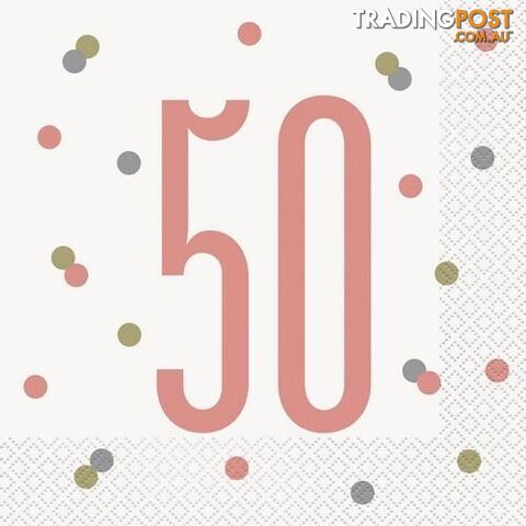 Rose Gold 50 16 Luncheon Napkins 2ply 33cm x 33cm (13 x 13) - 011179848843
