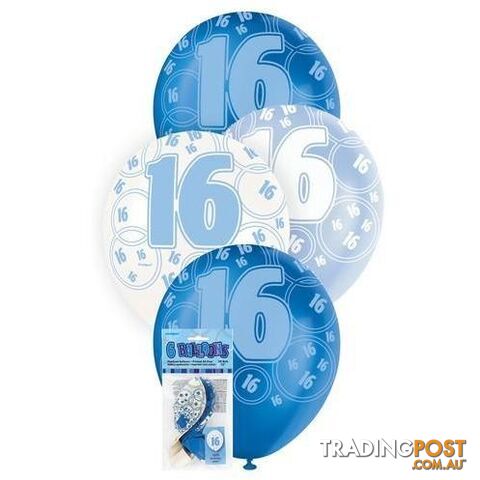 Glitz Blue 6 x 30cm (12) Latex Balloons - 16 - 011179808816