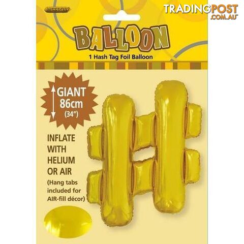 Gold # Alphabet Foil Balloon 86cm (34) - 9311965431879