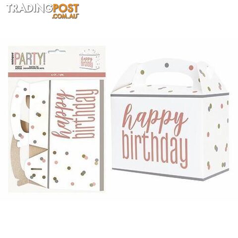 6 Large Party Boxes 16cm x 12cm x 9cm (6.2 x 4.7 x 3.5) - Rose Gold - 011179849420