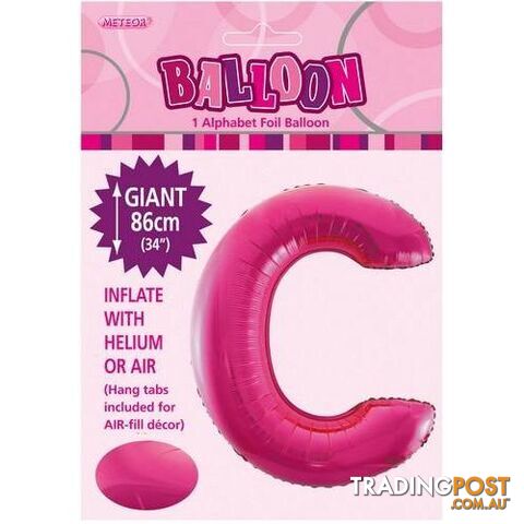 Hot Pink C Alphabet Foil Balloon 86cm (34) - 9311965431329