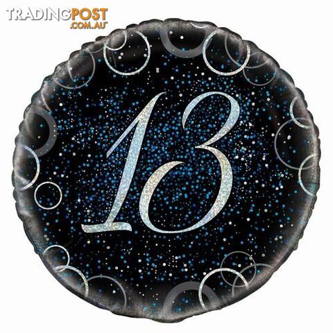 Glitz Blue 13th Birthday 45cm (18) Foil Balloon Packaged - 011179558049