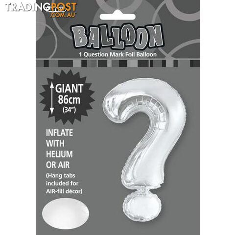 Silver ? Alphabet Foil Balloon 86cm (34) - 9311965429517