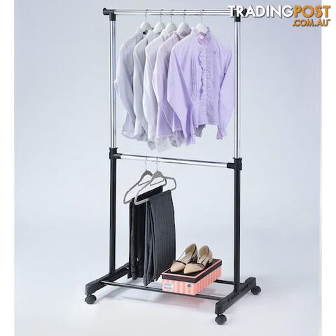 Garment Rack Adjustable Stainless Steel Twin Garment Rack 84x43x168cm - 9328644030155