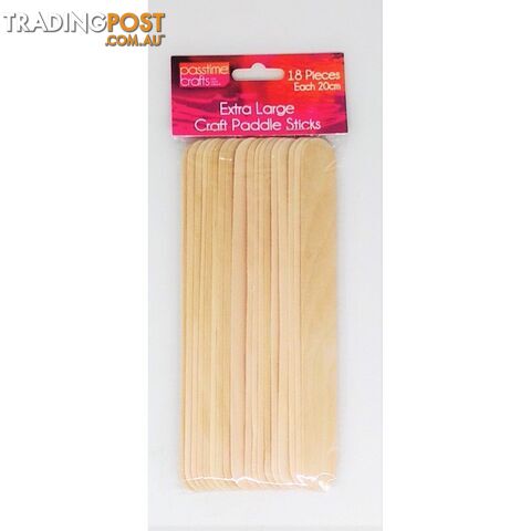 Wood Jumbo Paddle Sticks 20cm 18 Pack - 9348291003098