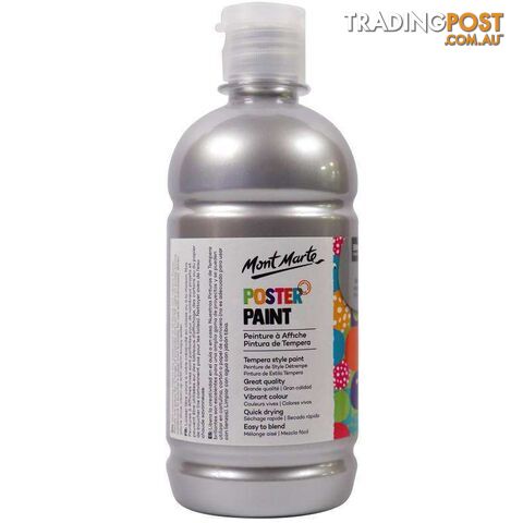 Mont Marte Poster Paint Silver 500ml - 9328577020797