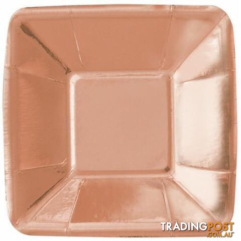 Rose Gold 8 x 13cm (5) Square Appetizer Paper Plates - 011179534777