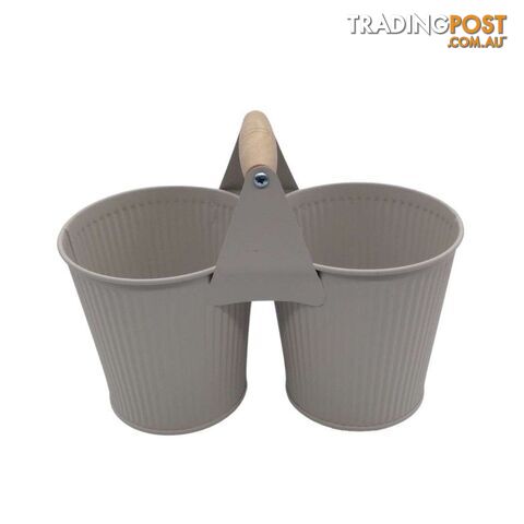 Double Bucket with Handle Cream 25.5x13x14cm High - 800589