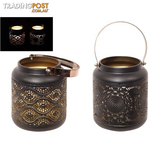 Black & Gold Moroccan Lantern 2 Assorted 23cm - 9319844609425