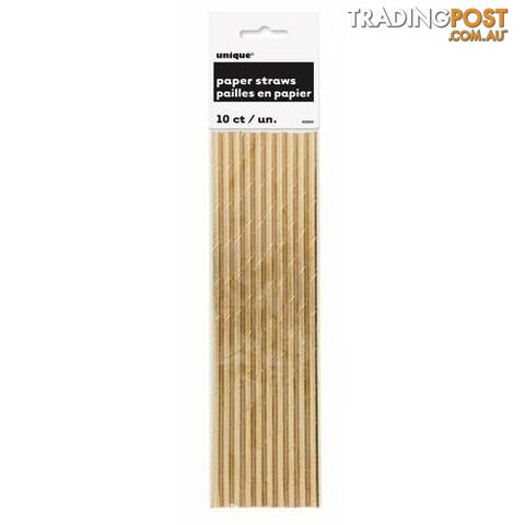 Gold Foil 10 Paper Straws - 011179629015