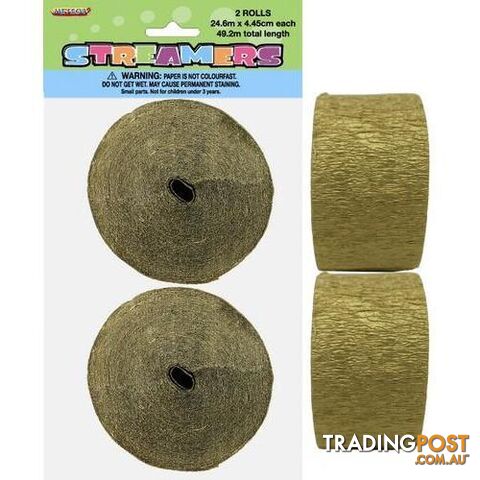 Crepe Streamers Gold 2 x 24m (81ft) - 9311965630906