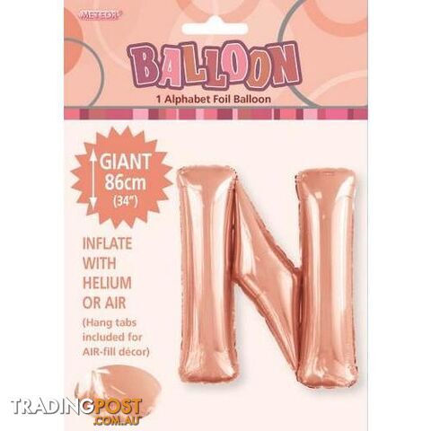 Rose Gold N Alphabet Foil Balloon 86cm (34) - 9311965429333