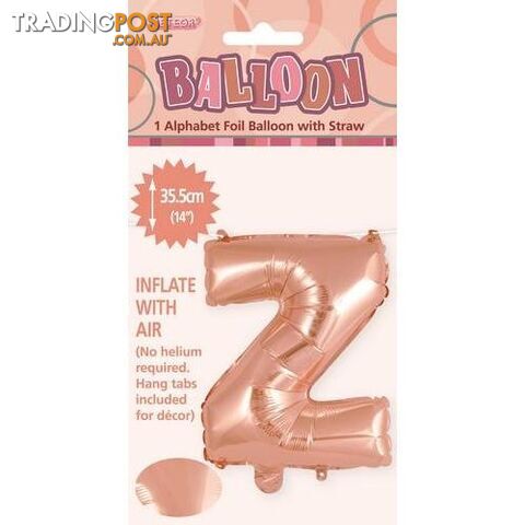 Rose Gold Z Alphabet Foil Balloon 35cm (14) - 9311965447757