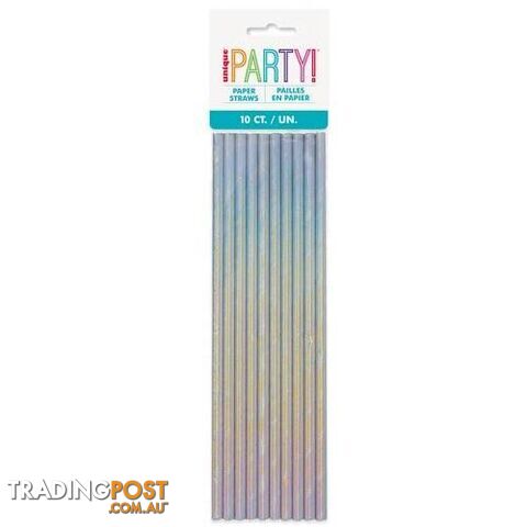 Iridescent 10 Paper Straws - 011179539406