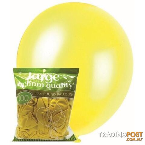 Yellow - 100 x 30cm (12) Metallic Balloons - 9311965012665