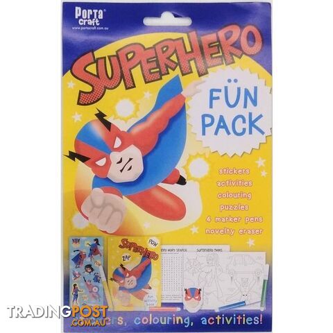 Superhero Fun Pack Stickers Colouring and Activities - 9332365143773