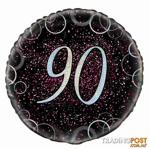 Glitz Pink 90th Birthday 45cm (18) Foil Balloon Packaged - 011179558018