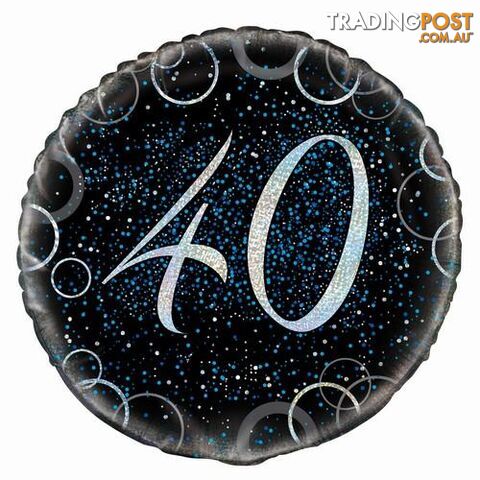 Glitz Blue 40th Birthday 45cm (18) Foil Balloon Packaged - 011179558094