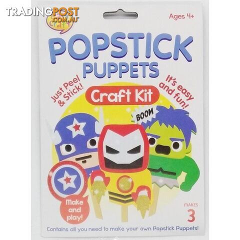 Lollipop Popstick Puppet Craft Kit 3 in a Pk - 9332365128572