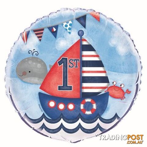 Nautical 1st Birthday 45cm (18) Foil Balloon Packaged - 011179581870