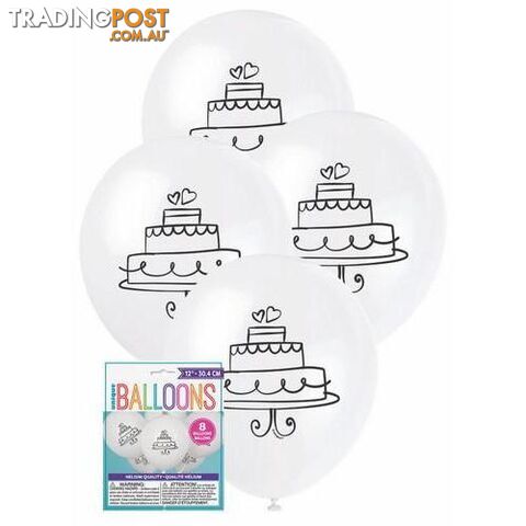 Wedding Cake 8 x 30cm (12) Balloons - White - 011179549016