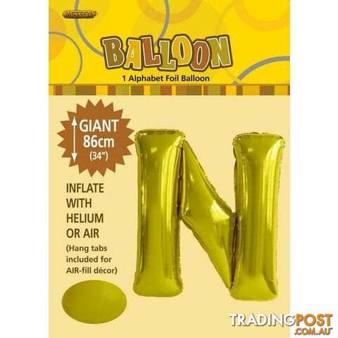 Gold N Alphabet Foil Balloon 86cm (34) - 9311965431732