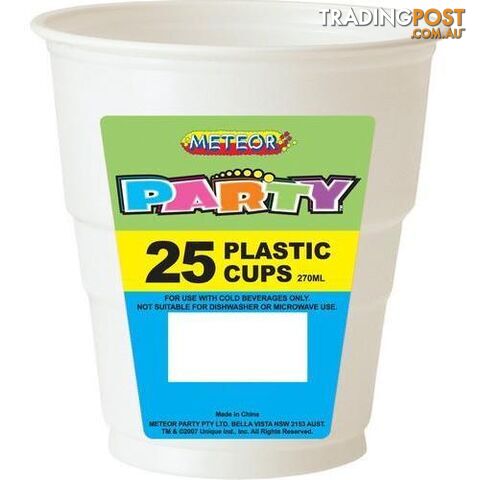 Bright White 25 x 270ml (9oz) Plastic Cups - 9311965300830
