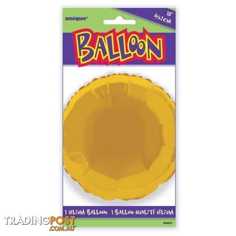 Gold Round 45cm (18) Foil Balloon Packaged - 011179533312