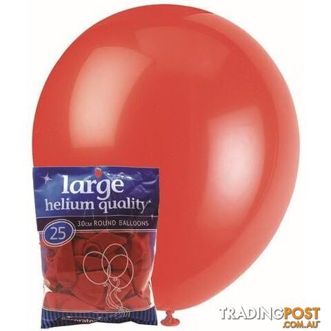 Bright Red - 25 x 30cm (12) Decorator Balloons - 9311965025481