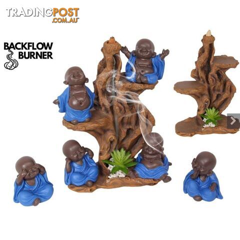 Monk with Blue Robe 10cm 6 Assorted Poses NB Tree not included - 9319844587181