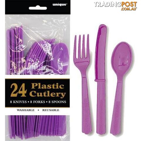 Pretty Purple 24 Assorted Cutlery - 011179385676