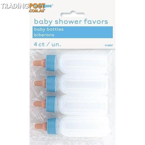 4 Baby Bottles With Blue Top - 011179136575