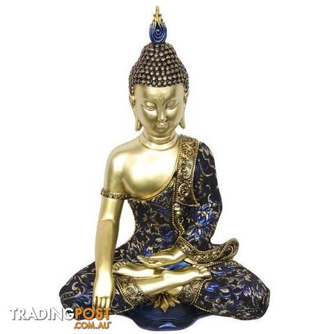 Blue and Gold Sitting Rulai Buddha Statue 35cm - 9319844623902