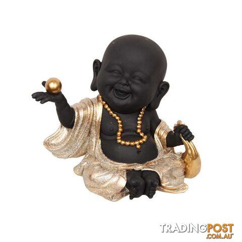 Black Happy Buddha Holding Pearl 18cm - 800273