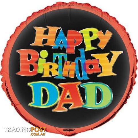 Happy Birthday Dad 45cm (18) Foil Balloon Packaged - 011179544219