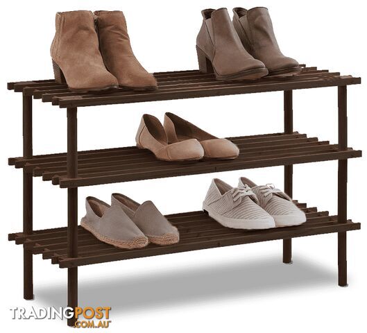 Shoe Rack 3 Tier Chocolate 74x26x52cm - 9337922003460
