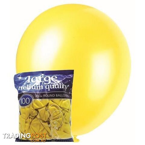 Yellow - 100 x 30cm (12) Decorator Balloons - 9311965012412