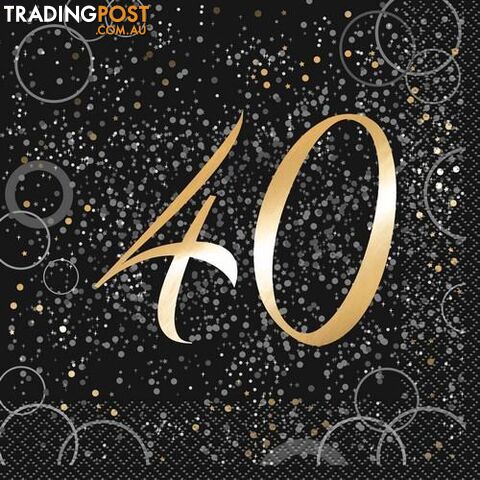 Glitz Gold 16 Foil Stamped 40 Luncheon Napkins 2ply 33cm x 33cm (13 x 13) -...