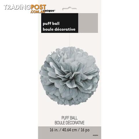 Puff Ball Decor Silver 40cm (16) - 011179632046