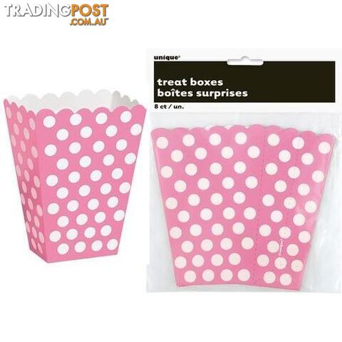 Dots Hot Pink 8 Treat Boxes 14cm H x 10cm W x 6cm D (5.5 x 4 x 2.4) -...