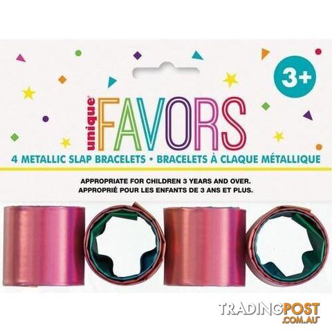 4 Rainbow Slap Bracelets - 011179847334